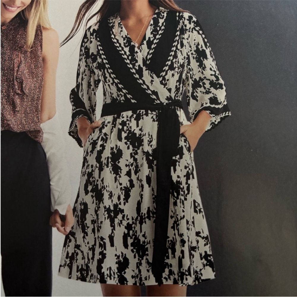 Cabi X Factor Black and White Wrap Dress